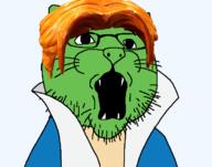 animal cat clothes ear glasses green_skin irl nas open_mouth orange_hair soyjak stubble the_mask variant:nocat whisker white_skin // 681x536 // 118.1KB