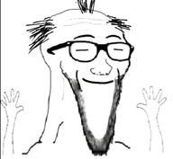 arm closed_eyes closed_mouth glasses hand hands_up soyjak stubble subvariant:wewjak variant:soyak // 640x590 // 98.3KB