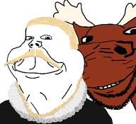 Astronomer Tycho_Brahe animal blond blue_eyes clothes dane horn looking_at_you moose mustache ruffle_collar scientist smile stubble subvariant:henry subvariant:impish_horse variant:gapejak variant:impish_soyak_ears // 1024x933 // 84.9KB
