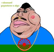 big_lips brown_skin chain clothes fat flag:roma glasses greentext gypsy haircut kiss mustache obsessed_brimstone payo piercing stubble sunglasses tattoo unibrow variant:meximutt // 888x849 // 137.3KB