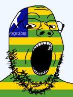 1823 brazil flag flag:piauí glasses looking_at_you march open_mouth piauí soyjak star_(symbol) stubble teeth transparent_background variant:gapejak // 600x800 // 35.2KB