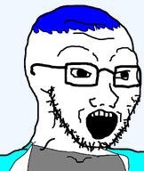 soy2 black_glasses blue_hair eyes glasses gray_shirt grey_shirt mouth nate nate_higgers nick_kiggers nose open_eyes open_mouth soy2 stubble teeth transparent_background variant:soyak white_eyes white_skin // 970x1150 // 34.7KB