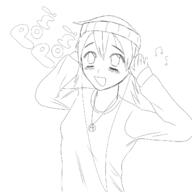 anime beanie clothes female full hair hand headphones necklace open_mouth pon_pon_pon redraw soyjak variant:soytan // 1378x1378 // 264.7KB