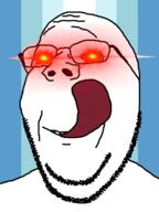 forehead_wrinkles glasses lazer_eyes meta:tagged_by_emerald mouth nose raised_eyebrows stubble subvariant:wholesome_soyjak tongue variant:gapejak // 600x799 // 166.8KB