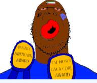 award awards brown_skin dark_skin distorted glasses no_ears open_mouth red_lips stubble variant:hadithjak // 695x600 // 113.8KB