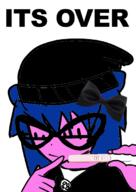 blue_hair closed_mouth clothes female glasses hand hat its_over janny meta:namefags mist mist_(user) pink_skin pregnancy_test pregnant text variant:soytan // 488x690 // 102.6KB