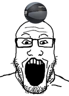 amazon amazon_basics ball medicine_ball object_on_head open_mouth stubble variant:markiplier_soyjak // 1035x1453 // 252.6KB