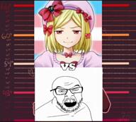 angry animated bant_(4chan) black_souls blue_eyes bwcgirl closed_mouth clothes communism comparison cyrillic_text ear edit frog gazirovannaya_voda glass glasses gorky_park grass hair_ribbon hammer_and_sickle hand hat irl_background jack_o_pose kgb kuz lambdadelta lolkek monument multiple_soyjaks music mymy necktie ongezellig open_mouth orange_hair orange_skin pepe pink_eyes ribbon sky smile smirk soicucks_lost sound soyjak star stubble style_emulation text tranny trans_rights transgender_flag umineko uniform variant:chudjak variant:cobson variant:feraljak variant:kuzjak vending_machine video video_game vs yellow_hair // 532x480, 36.7s // 6.3MB