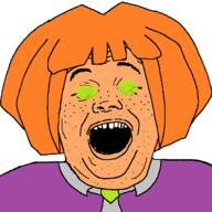 clothes dc_comics green_eyes open_mouth orange_hair orange_skin soyjak starfire stubble teen_titans variant:alicia // 674x675 // 34.0KB