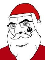 bbc beard christmas clothes glasses hat mustache queen_of_spades santa santa_hat smile soyjak tattoo variant:cobson white_hair // 775x1011 // 17.7KB