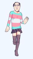 3d 3d_model artist:gemmy_nutz choker clothes flag:transgender_pride_flag full_body glasses mustache skirt smile soyjak stubble tranny transparent_background variant:bernd // 540x960 // 40.2KB