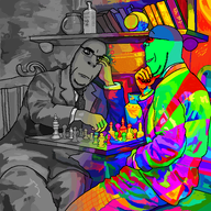 black_and_white book bottle chess closed_mouth clothes color full_body meta:trendy_tuesday multicolored shading shadow side_profile sitting smile soy subvariant:wholesome_soyjak suit suit_and_tie trend:colorjak variant:gapejak // 768x768 // 184.8KB