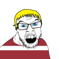 blue_eyes clothes country flag flag:latvia glasses hair latvia open_mouth soyjak stubble variant:feraljak yellow_hair // 1500x1500 // 32.4KB