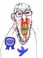 angry award blood bloodshot_eyes closed_mouth glasses nosebleed soulseek soyjak stubble teeth variant:feraljak // 706x941 // 388.8KB