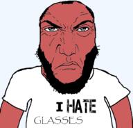 angry balding beard closed_mouth clothes hair i_hate punisher_face red_skin soyjak subvariant:science_lover text tshirt variant:markiplier_soyjak // 816x782 // 144.5KB