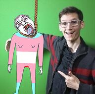 blood hanging hanging_troon leaking_clitty lemon_demon neil_cicierega open_mouth pointing rope sigma variant:bernd // 362x358 // 159.2KB