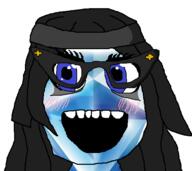 beanie blue_eyes blush gem gem_skin glasses hair open_mouth soyjak teeth variant:soytan // 585x522 // 96.5KB