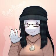 beanie blue_eyes blush clothes eyelashes hair necklace soy soyjak soylent variant:soytan // 2550x2546 // 10.6MB