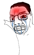 bloodshot_eyes blush clenched_teeth crying distorted glasses hair pointing soyjak template variant:chudjak // 546x875 // 54.1KB