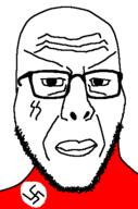 chud closed_mouth clothes flag:nazi_germany glasses lips nazi_germany nazism soyjak stubble swastika tattoo variant:cobbert2 wrinkles // 308x464 // 8.2KB