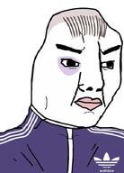 adidas angry black_eye closed_mouth clothes hair soyjak track_suit variant:chudjak // 348x485 // 70.9KB