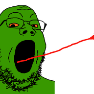 animal bug eating fly frog glasses green_skin open_mouth orange_eyes series:animaljaks soyjak stubble tongue variant:gapejak // 1071x800 // 41.5KB