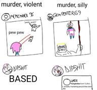 ack based bloodshot_eyes blue_eyes comparison crying flag:transgender_pride_flag laser open_mouth purple_hair reply rope soyjak stubble subvariant:chudjak_front subvariant:muscular_chud suicide text tongue tranny tranny_artstyle trend:aryan twitter variant:bernd variant:chudjak yellow_hair ywnbaw // 680x630 // 148.5KB