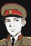 blue_eyes closed_mouth clothes collar_tabs ear hat meta:ai_generated military military_cap soyjak variant:kuzjak // 466x701 // 294.6KB