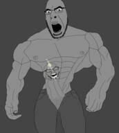 2soyjaks arm buff clothes cum erection gigachad glasses grey_skin hand mustache nsfw open_mouth penis soyjak stubble variant:cobson variant:feraljak // 859x960 // 154.5KB