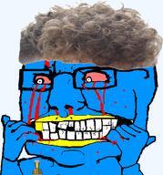 acne angry arm artist:sneedborea badge beak bird biting blood blue_skin crying hair hand insanely_stressed rage series:x_inmigrants subvariant:big-boy teeth twitter variant:chudjak zoomer zoomer_hair // 459x492 // 148.9KB