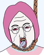 ack ack! beard bloodshot_eyes crying glasses hair hanging john_lennon meta:not_oc open_mouth pink_hair red_eyes rope suicide tear tongue tranny troon variant:bernd variant:lennonjak yellow_teeth // 645x800 // 173.5KB