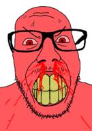 angry blood bloodshot_eyes clenched_teeth glasses mustache red_eyes red_skin soyjak stubble variant:punkjak vein yellow_teeth // 918x1306 // 198.8KB