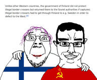 2soyjaks clothes communism ear finland flag glasses hair hammer_and_sickle hand happy makeup mustache purple_hair russia smile soviet_union soyjak stubble subvariant:chudjak_front text tranny variant:bernd variant:chudjak wikipedia // 980x819 // 154.5KB
