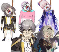 caelus_(honkai:_star_rail) firefly_(honkai:_star_rail) flag:transgender_pride_flag genshin_impact glasses hanging honkai:_star_rail hoyoverse lgbt queen_of_spades rope sangonomiya_kokomi stelle_(honkai:_star_rail) subvariant:muscular_chud suicide tranny variant:bernd variant:chudjak // 1853x1631 // 1.6MB