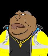 brown_skin closed_mouth clothes cyberpunk_2077 cyberpunk_edgerunners fat gynaecomastia jacket latino meximutt mohawk necklace obese template transparent_background variant:meximutt // 842x977 // 182.1KB