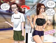 arm arrow big_breasts brimstone clothes coal ear earring glasses gucci hand high_school leg series:the_troonout soyjak speech_bubble text tranny trans troon tshirt variant:chudjak ywnbaw // 2288x1748 // 1.9MB