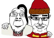 2soyjaks chud_troon_alliance closed_mouth clothes cossack ear eyelashes friendship glasses hair hand hat hohol mongol mongolia mustache smile soyjak stubble subvariant:chudjak_front ukraine variant:bernd variant:chudjak // 834x583 // 204.4KB