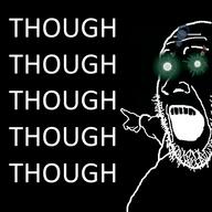 arm black_skin glowing glowing_eyes hand inverted open_mouth stubble text thougher variant:markiplier_pointing_soyjak // 600x600 // 44.9KB