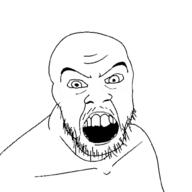 angry looking_at_you mustache no_glasses open_mouth soyjak stubble teeth variant:feraljak // 1000x1000 // 186.7KB