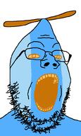 blue_skin chao_(sonic) glasses omochao open_mouth orange_eyes propeller_hat robot sega sonic sonic_the_hedgehog soyjak stubble variant:gapejak video_game // 600x1000 // 22.3KB