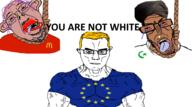 amerimutt anti_mutt bloodshot_eyes europe european_union flag flag:european_union islam mcdonalds rope star_(symbol) subvariant:euromutt subvariant:muscular_chud variant:chudjak variant:markiplier_soyjak // 1436x804 // 529.6KB