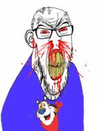 angry blood bloodshot_eyes cereal clenched_teeth closed_mouth clothes cracked_teeth ear frosted_flakes mustache red_eyes soyjak stubble subvariant:feralrage tony_the_tiger tourettes_guy tshirt variant:feraljak yellow_teeth // 706x941 // 397.1KB