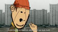 animated arm beanie brown_hair building cigarette closed_mouth clothes disney ear fist frown glasses hair hand hat irl_background kaka_47 kick_buttowski lyrics middle_finger music open_mouth phone pointing rap russia singing sound soyjak stubble subtitles text variant:cobson video wade_(kick_buttowski) white_skin // 1280x720, 21.8s // 11.0MB