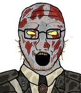 blood blood_on_face booger call_of_duty corpse dead dirty_clothes eyebrows front_facing glasses glowing_eyes grey_skin injury military_uniform mucus nazi_germany nazi_soldier nazism necktie no_pupils nose officer open_mouth rotten rotten_teeth rotting schutzstaffel soldier soyjak stubble subvariant:soyak_front swastika teeth variant:soyak white_background yellow_eyes yellow_sclera zombie // 700x800 // 69.1KB