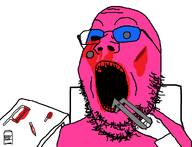 admin black_eye blood blood_drip blood_from_eyes blood_from_mouth blood_on_face bloodshot_eyes bruise chair dangling_eye doll doll_(user) drawn_background eye_socket glasses gore hacksaw hand holding_object injury knife meta:tagme missing_eye nosebleed open_mouth pliers pov saw soyjak soyjak_teeth spoon stubble teeth torture variant:gapejak // 1045x800 // 56.2KB