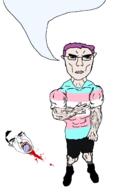 2soyjaks BRIMMIEST_COMMENTS_SECTION☣️☣️☣️_DO_NOT_ENTER☣️☣️☣️ angry buff closed_mouth clothes ear full_body glasses hair looksmaxed manlet peace_sign purple_hair soyjak speech_bubble speech_bubble_empty subvariant:chudjak_front subvariant:unbotheredchud tranny variant:chudjak vein white_skin // 981x1608 // 95.0KB