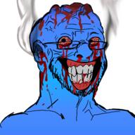 blood bloodshot_eyes calm clenched_teeth ear glasses soyjak stubble variant:soyak // 1280x1280 // 620.1KB