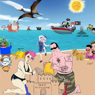 amphibian animated anime azhdarchid beach chino_kafuu donald_trump drawn_background flandre_scarlet frog gawr_gura george_floyd gochiusa hinanawi_tenshi multiple_soyjaks nas:pepe pepe_the_frog pterosaur qa_(4chan) sandcastle soyjak subnas:apu subvariant:chudjak_seething sun swimming touhou tranny trend:soyjak_trio variant:chudjak variant:gapejak variant:markiplier_soyjak variant:soyak variant:tony_soprano_soyjak video_game // 900x929 // 3.1MB