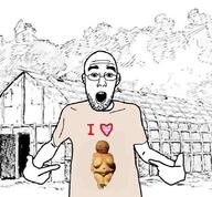 2soyjaks arm big_breasts clothes ear glasses hair hand heart i_love longhouse open_mouth pointing soyjak stubble teeth text tranny tshirt variant:gapejak variant:shirtjak venus_figurine // 809x750 // 126.6KB