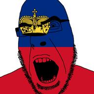 angry country cross crown flag glasses liechtenstein open_mouth soyjak stubble variant:cobson // 721x720 // 42.7KB